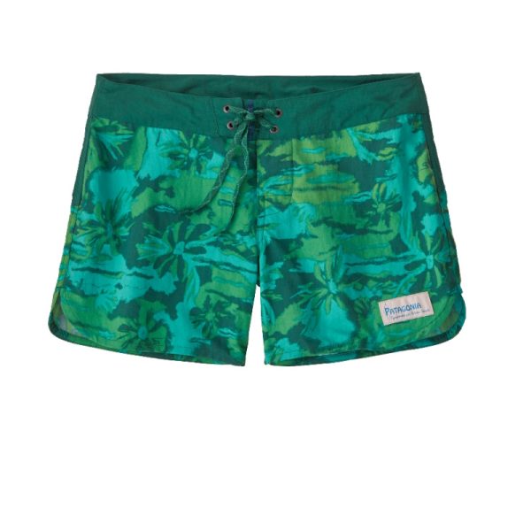 Patagonia Women's Wavefarer Boardshorts 5" Cliffs and Waves: Conifer Green SALE RRP $119.95