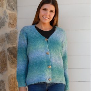 ISA Ombre Blue  Rainbow Stripe Cardi
