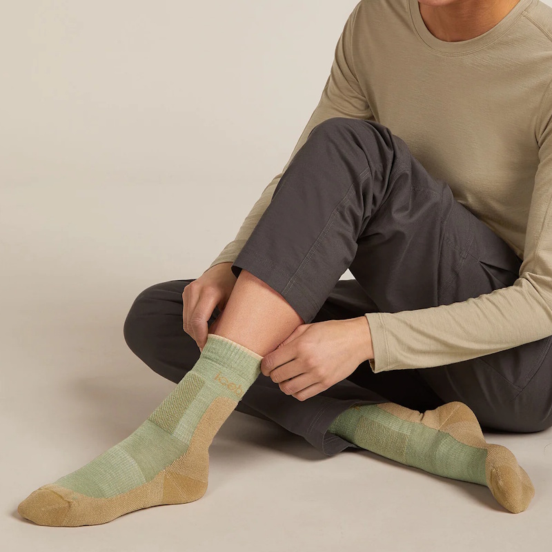 Icebreaker Women's Hike + Medium Crew Sock Lichen Sand - Image 2