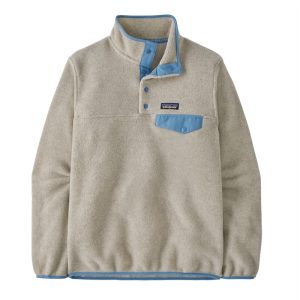Patagonia Women's Light Weight Synch Snap-T Pullover Oatmeal Heather with Shore Blue
