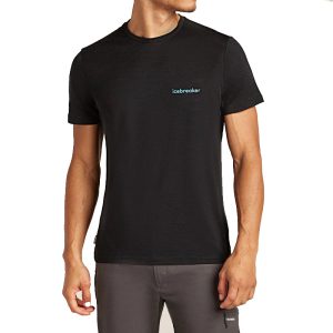 Icebreaker Men's Tech Lite Short Sleeve T-Shirt Icebreaker Wordmark Black