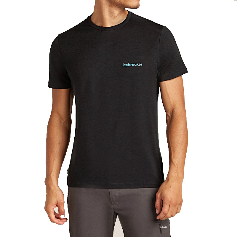 Icebreaker Men's Tech Lite Short Sleeve T-Shirt Icebreaker Wordmark Black