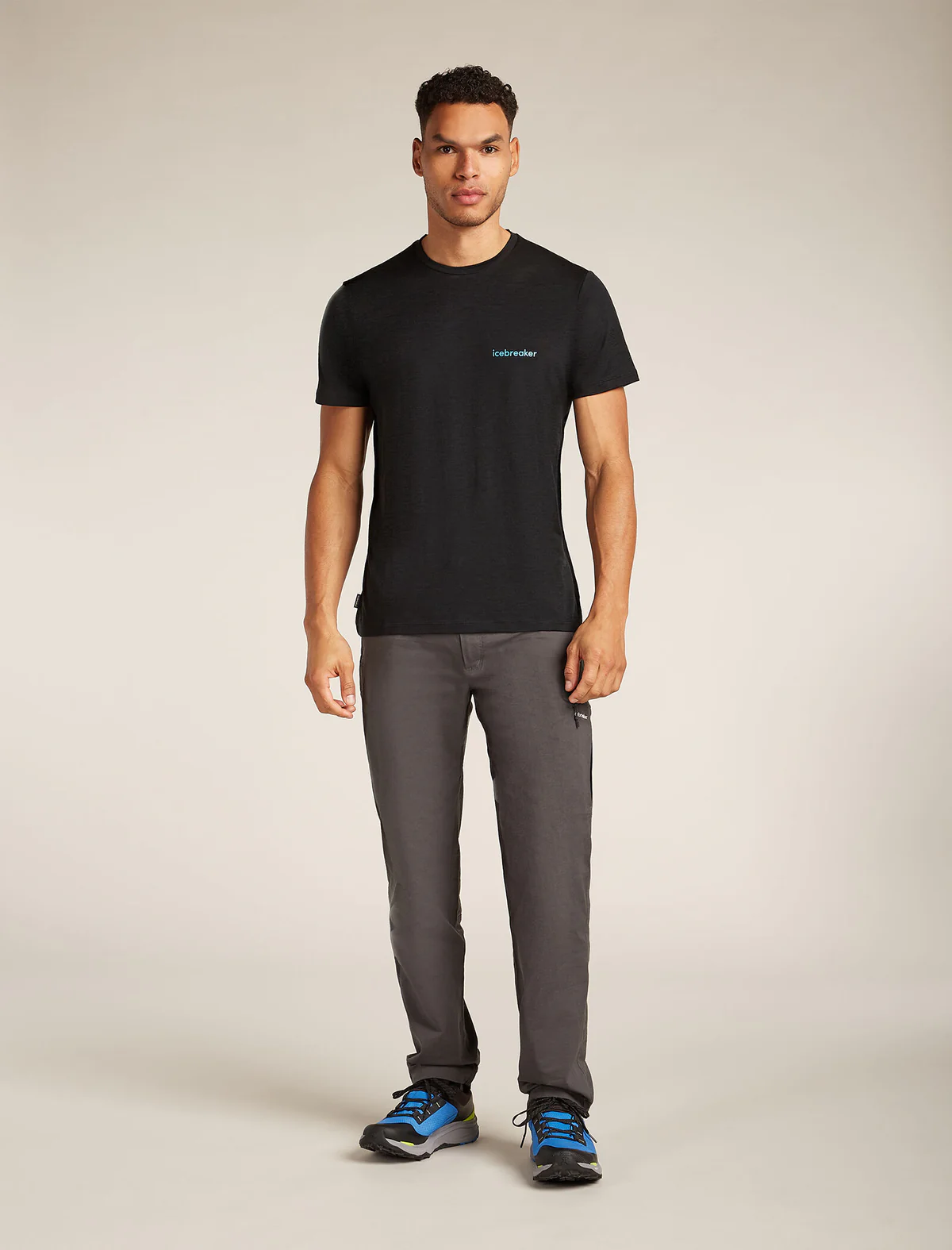 Icebreaker Men's Tech Lite Short Sleeve T-Shirt Icebreaker Wordmark Black - Image 3