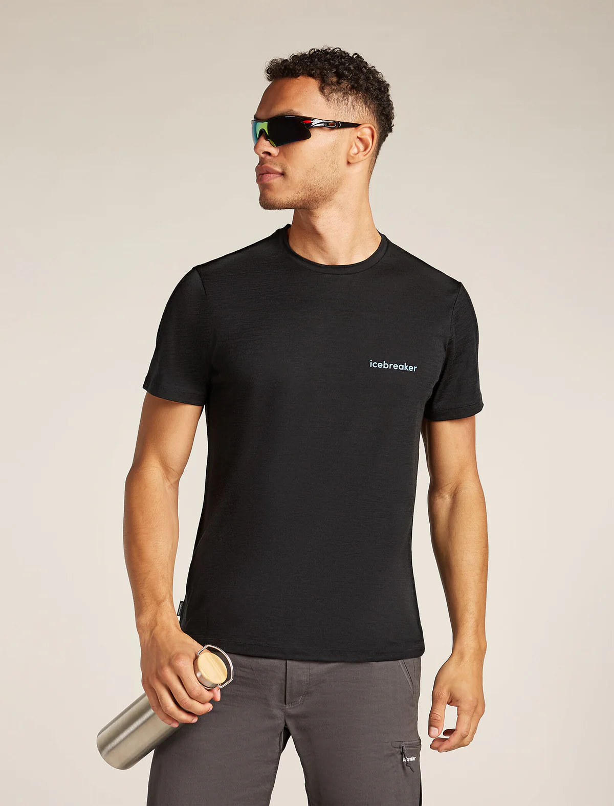 Icebreaker Men's Tech Lite Short Sleeve T-Shirt Icebreaker Wordmark Black - Image 4