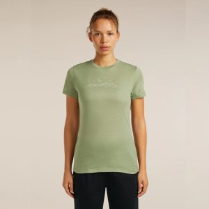 Icebreaker Women's Tech Lite Short Sleeve T-Shirt Sparkling Stars Lichen